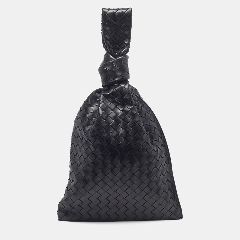 Bottega Veneta Bv Twist Black Intrecciato Leather Clutch